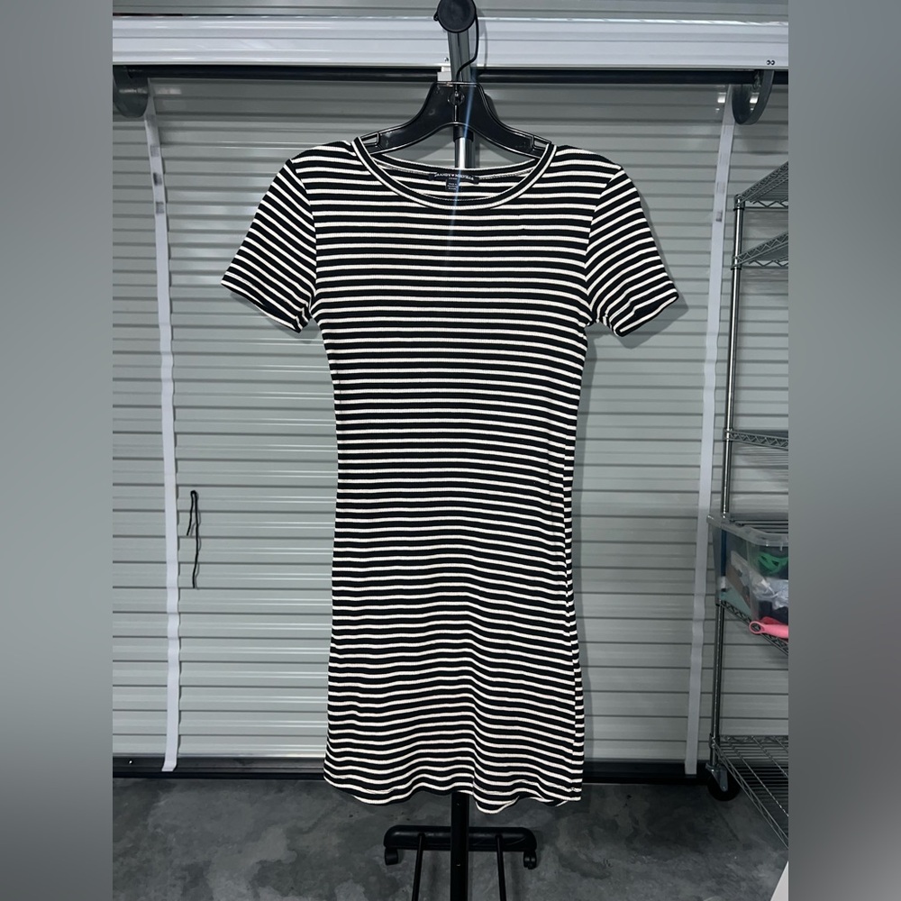 Brandy Melville Black and White‎ Striped Mini Dress
